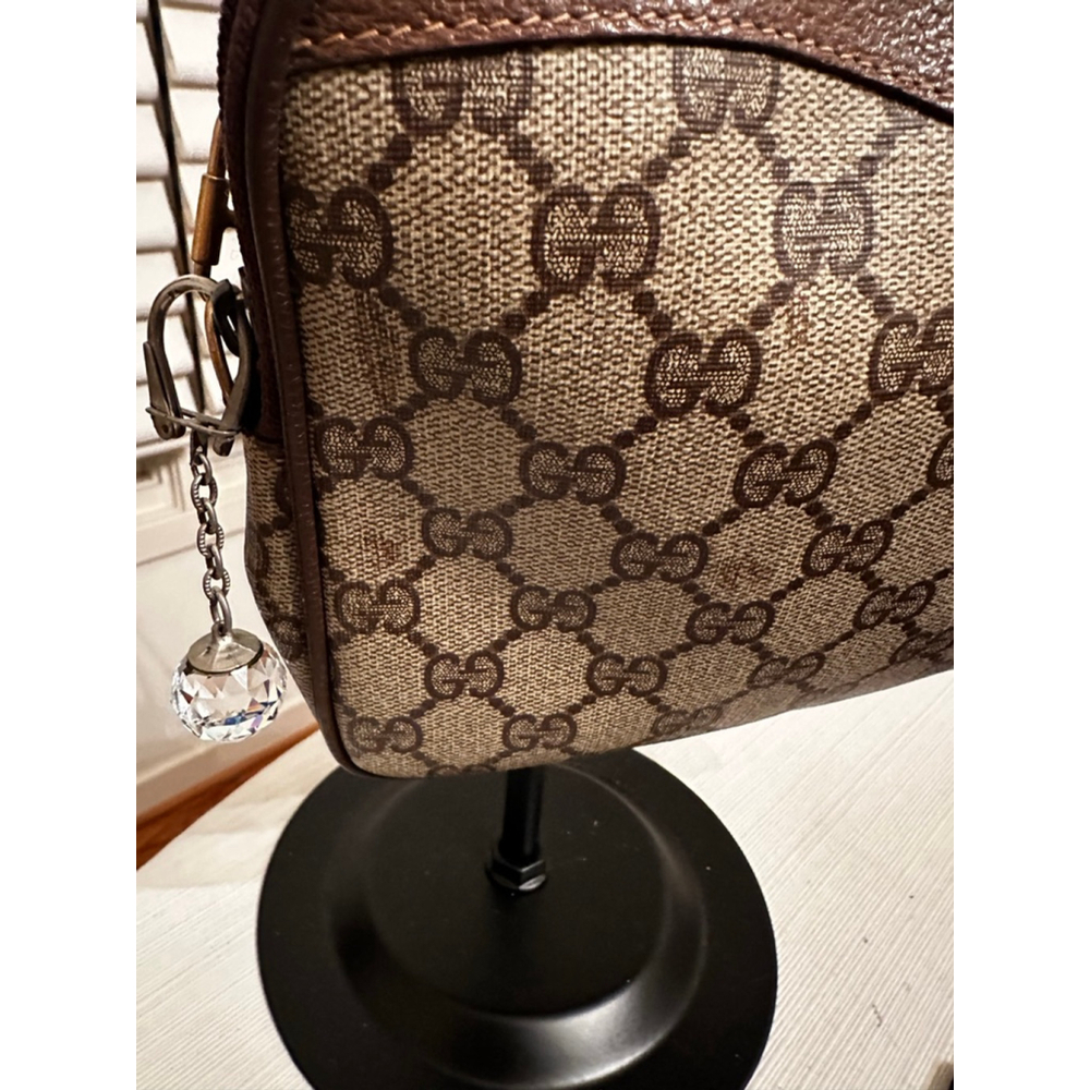 Gucci Brown & Beige Coated Canvas Crossbody Bag w/ Zip Top - Picture 4 of 14